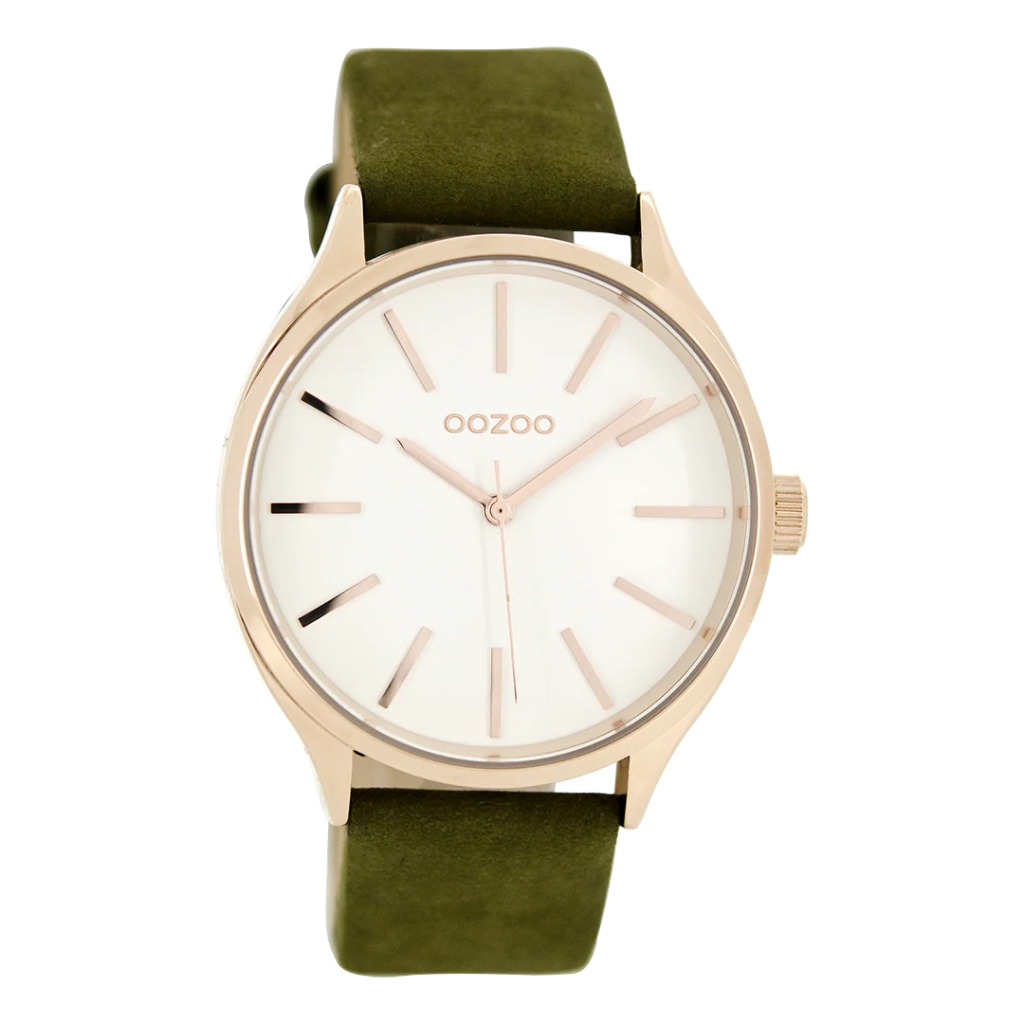 Oozoo Timepieces - Timepieces collection rose gold watch with green leather strap 40mm