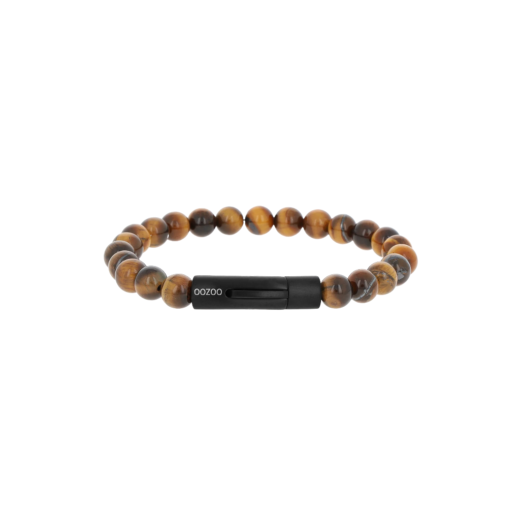 Oozoo Jewellery - Armband Yellow Tiger Eye bracelet 8mm silver