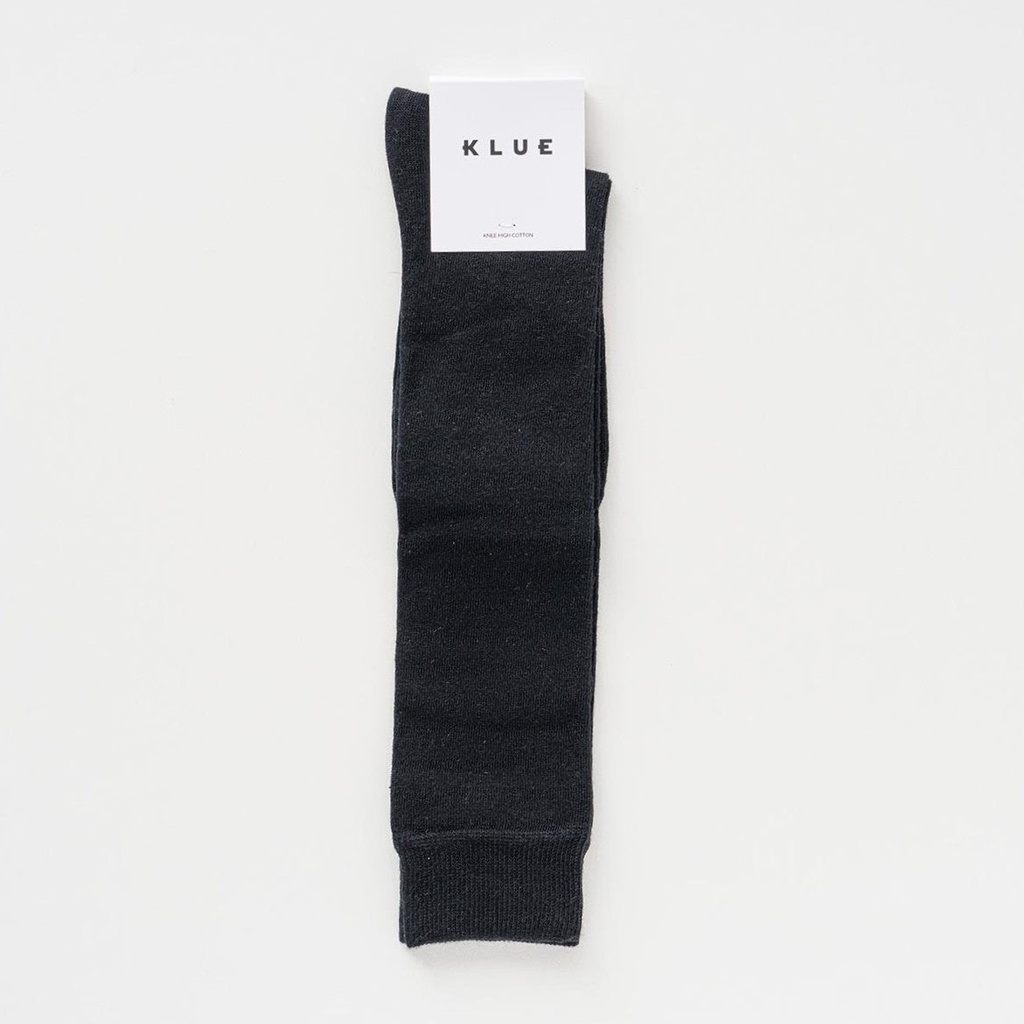 Klue - Cotton Knee High Plain Socks | black