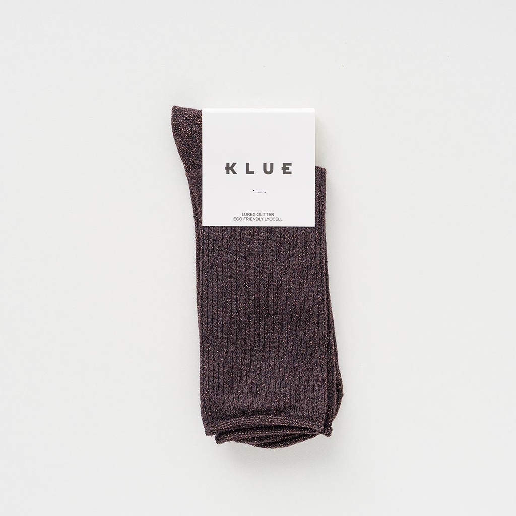 Klue - Glitter Lurex socks | Chocolate dark brown | eco-friendly lyocell