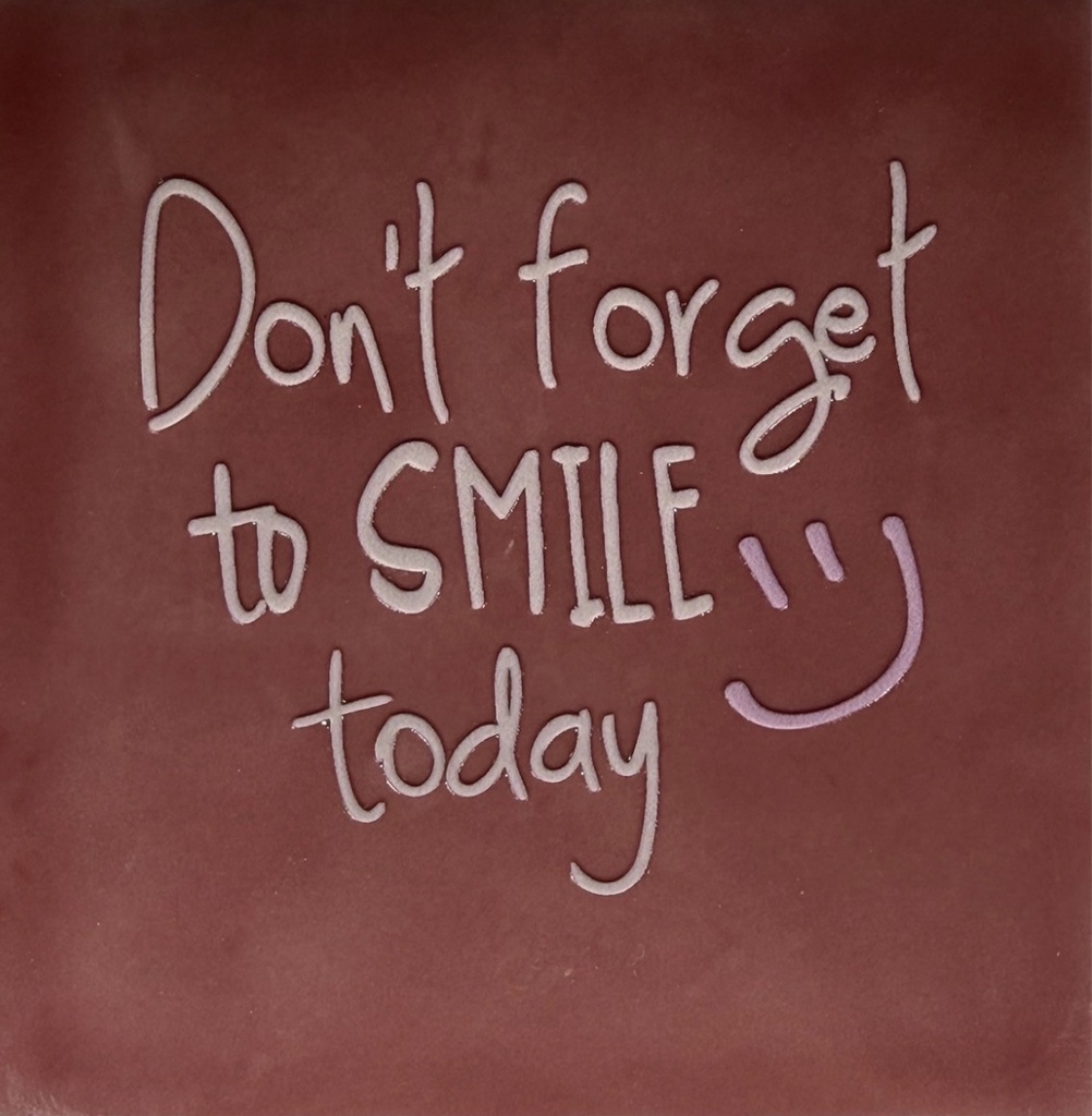Yett Tiles - Fliese/Untersetzer - Don’t forget to smile today - rosa/leichtrosa/babyrosa