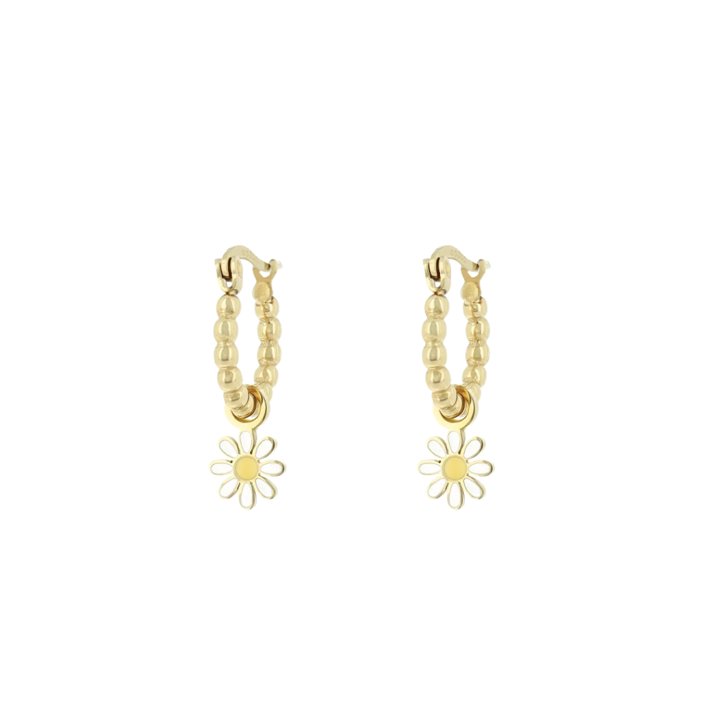 Oozoo Jewellery - Ohrringe gold coloured hoop earrings with flower charm