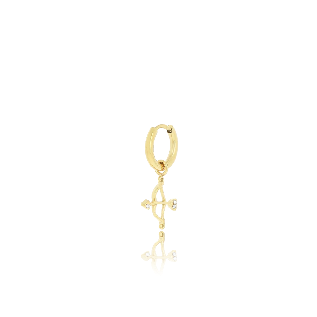 Oozoo Jewellery - Ohrring gold coloured hoop earring with bow and arrow (einzeln)