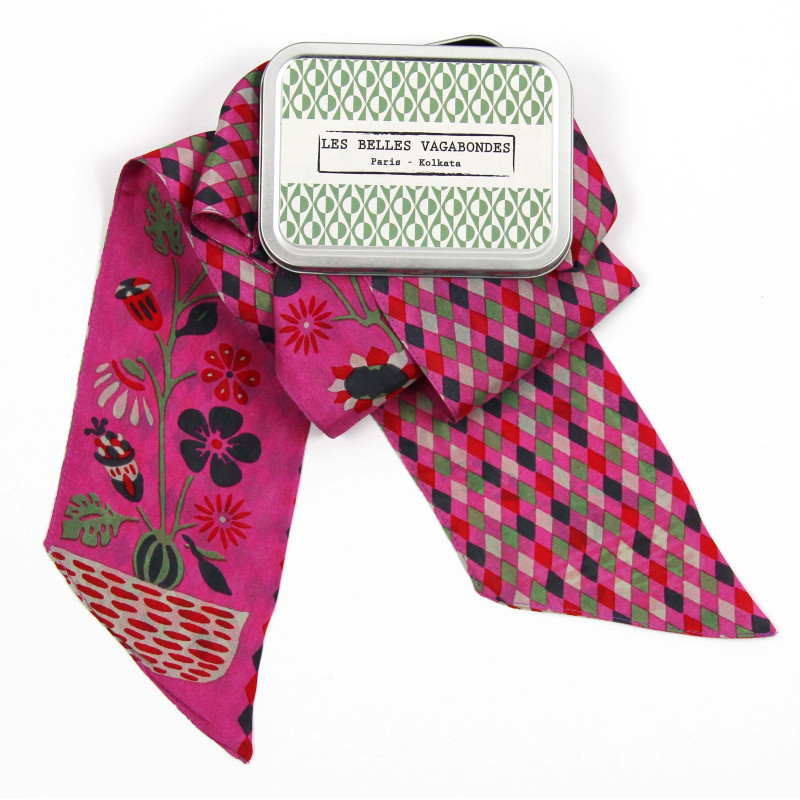 Les Belles Vagabondes - Seidenschal Bandeau Scarlett fuchsia