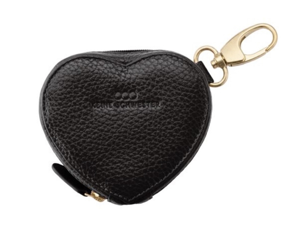Herz Schlüsseltasche | schwarz | gold | genarbt