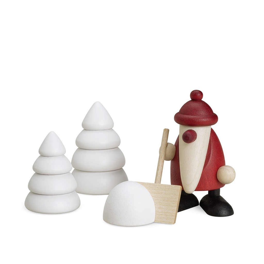 Köhler - Miniaturset 4 - Weihnachtsmann mit Schippe, 2 Winterbäume