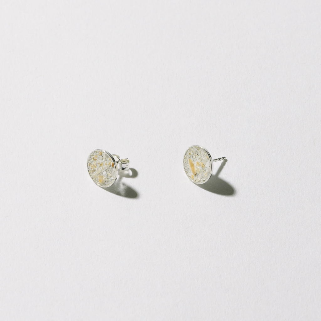 Hartgut Buntbeton - 11mm Ohrstecker (Paar) Gelbgold Muschel gelb Leuchtende Auster Muschelbeton