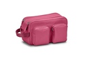 Doppel-Waschtasche | pink | beere | silber | genarbt