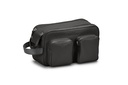 Doppel-Waschtasche | schwarz | grau | silber | genarbt