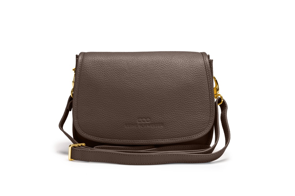 ELLA | dunkelbraun | gold | genarbt