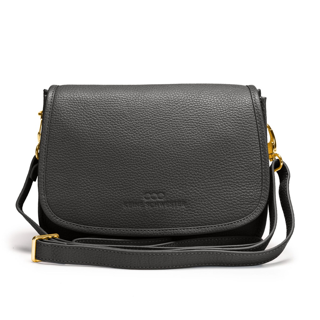 ELLA ZIP | genarbt | schwarz | gold