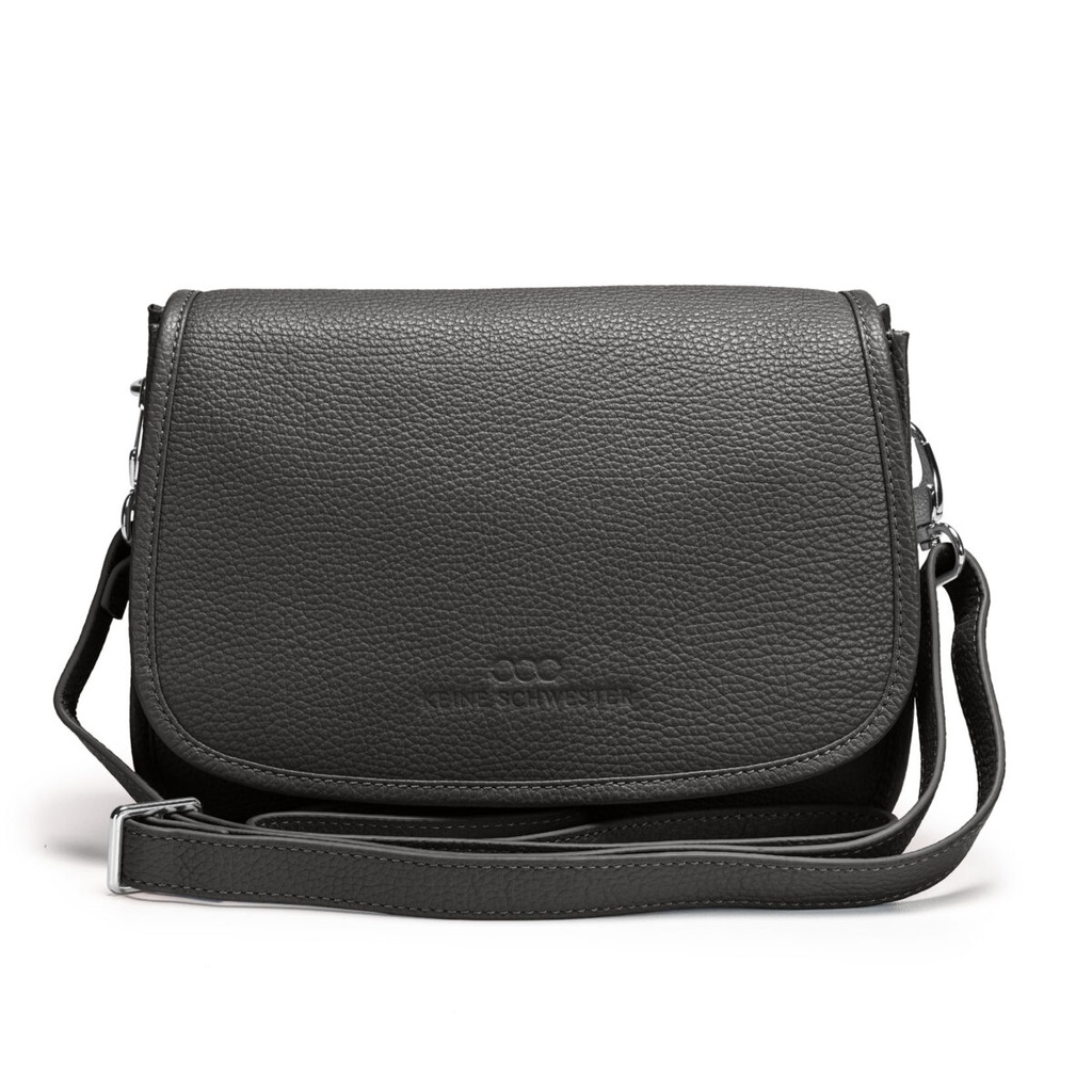 ELLA ZIP | genarbt | schwarz | silber