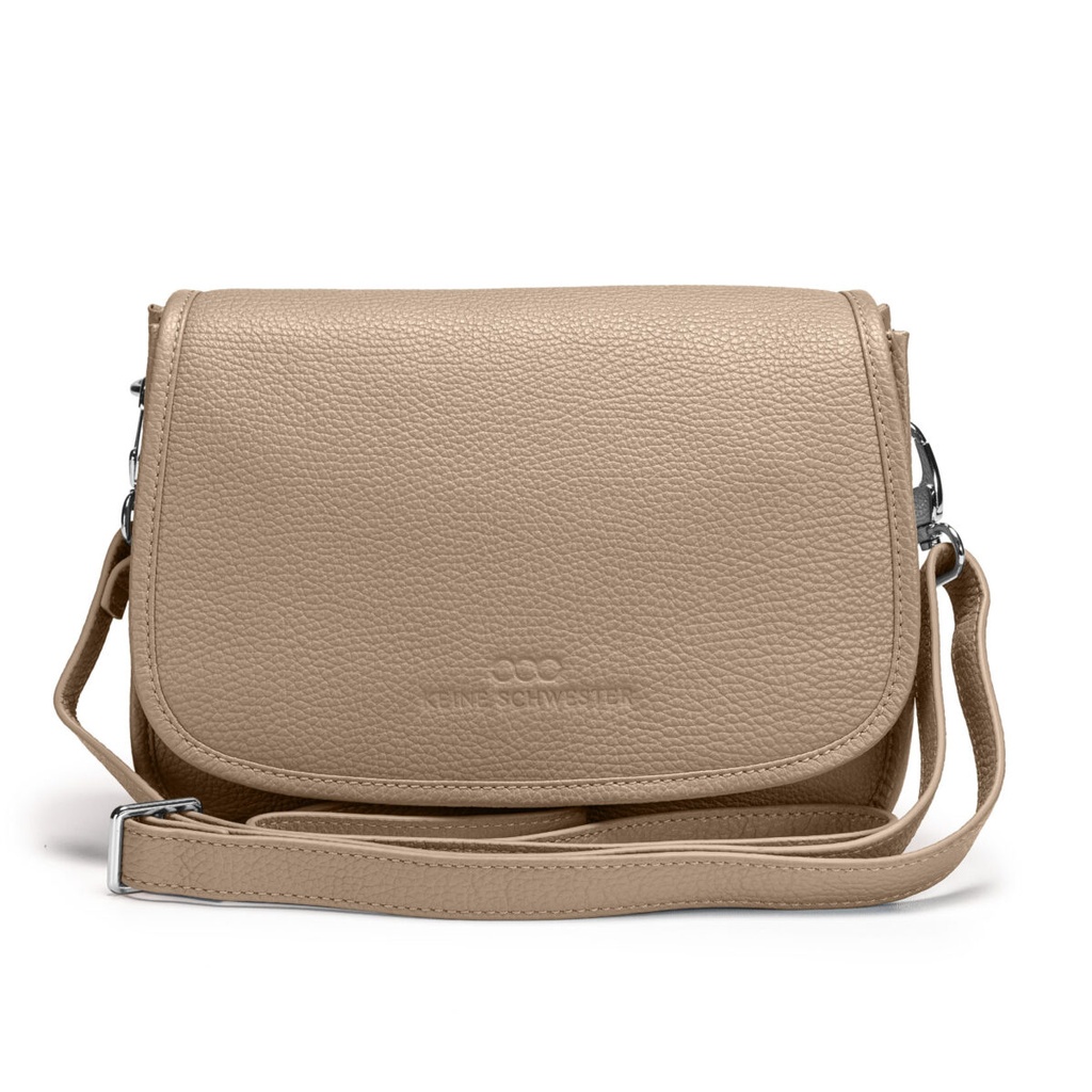 ELLA ZIP | genarbt | taupe | silber