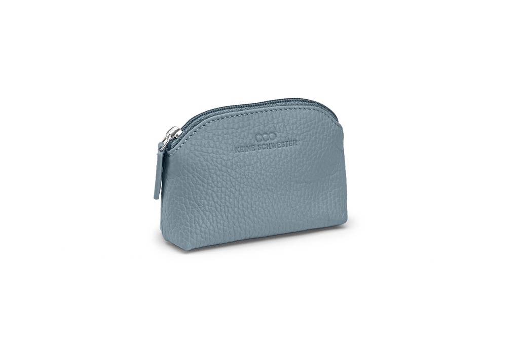 Mini-Geldbörse/Schlüsseltasche | friesenblau | silber | genarbt
