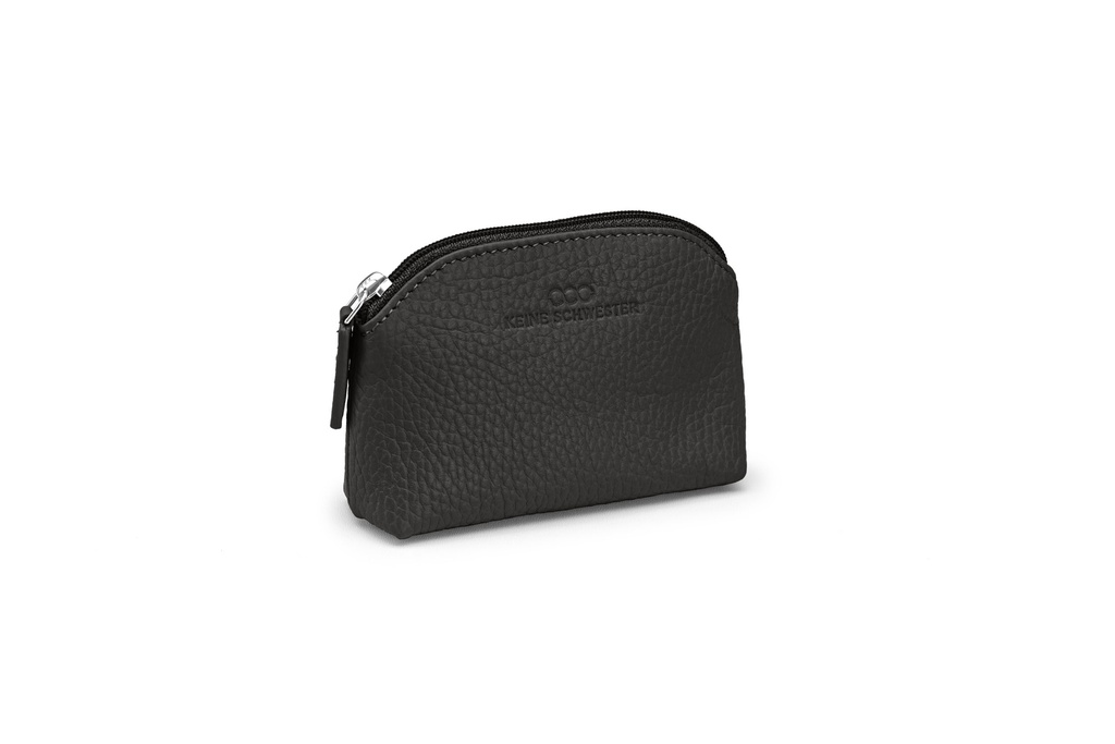 Mini-Geldbörse/Schlüsseltasche | schwarz | silber | genarbt