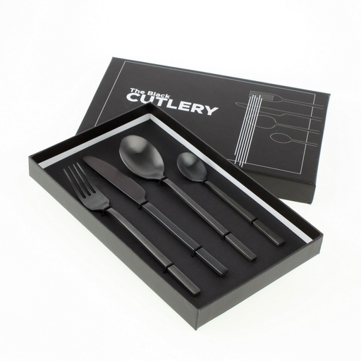 [48183] Werner Voss - S/4 tlg. Besteck Black Cutlery, schwarz matt, Edelstahl 18/1