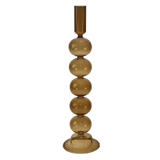[53485] Werner Voss - Kerzenhalter Emma, braun, Glas, 8,5x29 cm