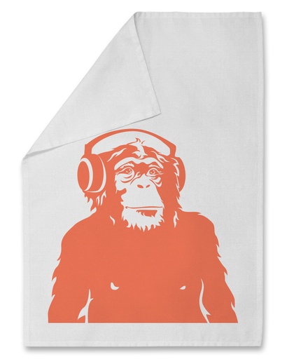 [Tt009] Nobis Design - Geschirrhandtuch AFFE neon orange / monkey