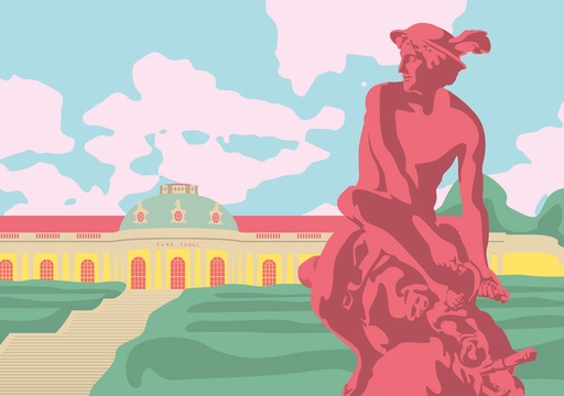 [BV097] Nobis Design - Postkarte - Bon Voyage - männliche Skulptur, Schloss Sanssouci