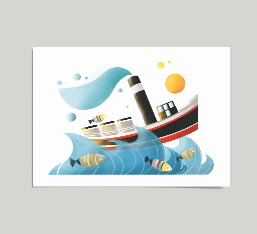 [LCS-PK-DAMPFSCHIFFGUSTAV] Luckycatstudio - Postkarte - Dampfschiff Gustav, Potsdam