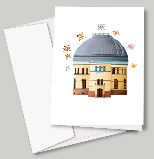 [LCS-KK-KUPPELSTERNE] Luckycatstudio - Klappkarte - Großer Refraktor, Potsdam (Kuppel mit Sternen)