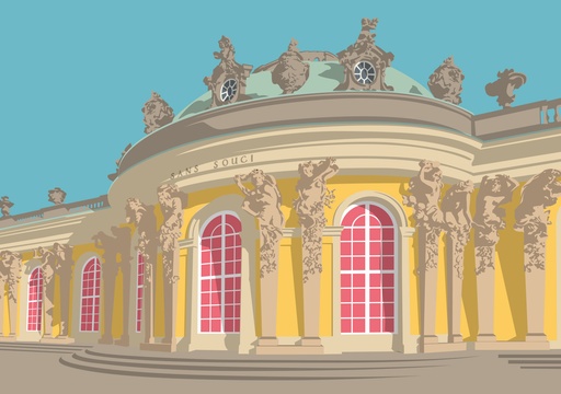[BV081] Nobis Design - Postkarte - Bon Voyage - Schloss Sanssouci, Potsdam