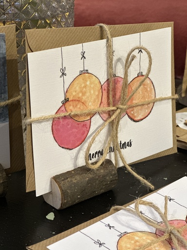 Stilbude - Postkarte ‚Weihnachtskugeln‘ Merry Christmas mit Umschlag