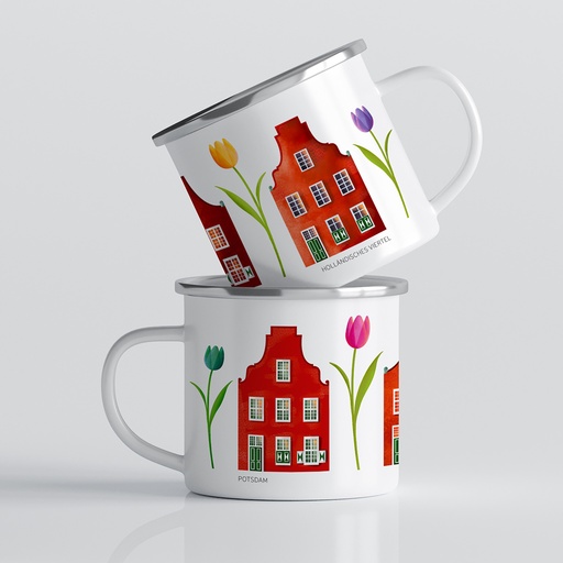 [LCS-TE-HV] Luckycatstudio - Tasse Emaille Holländisches Viertel