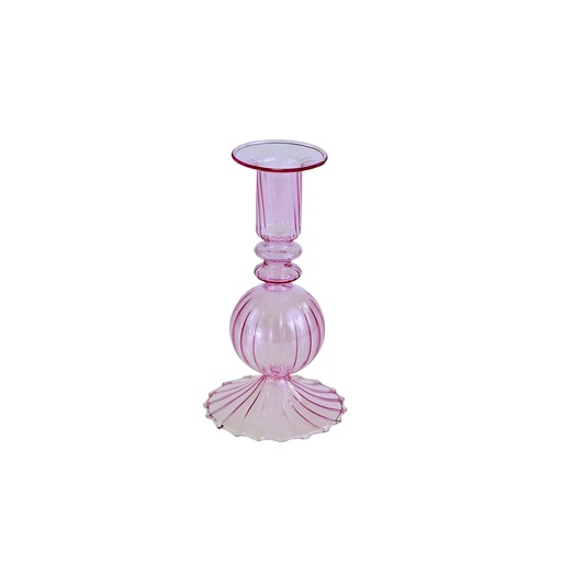 [53446] Werner Voss - Kerzenleuchter Jette, rosa, Glas, 8x15,5cm
