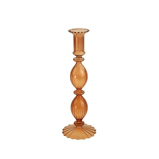 [53448] Werner Voss - Kerzenleuchter Ylvie, braun, Glas, 8,5x25cm