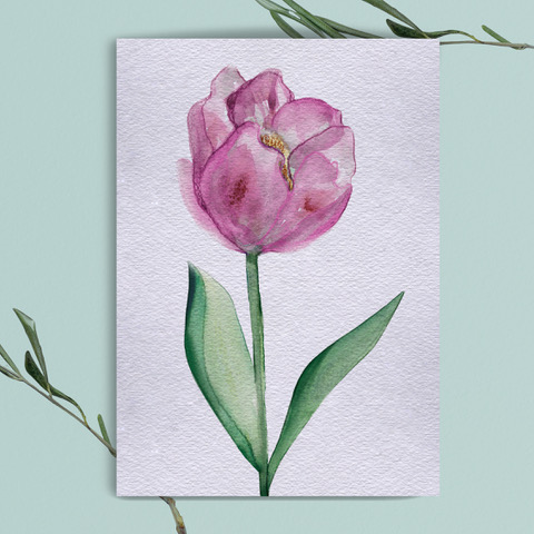Elena Klein - Klappkarte mit Umschlag - Tulpe lila