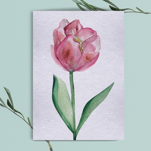 Elena Klein - Klappkarte mit Umschlag - Tulpe rosa