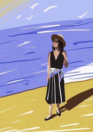 [EK-KD-STRANDLADY] Elena Klein - regionaler Kunstdruck - 'Strandlady' signiert - A4