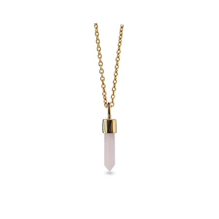 [4911-45-G] Jeberg Jewellery - Rituals Necklace Rose Quartz Gold 45 cm