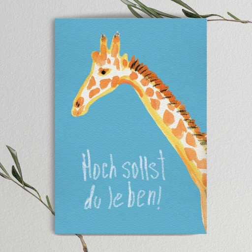 [EK-PK-GIRAFFE-HSDL] Elena Klein - Postkarte - Giraffe - Hoch sollst du leben