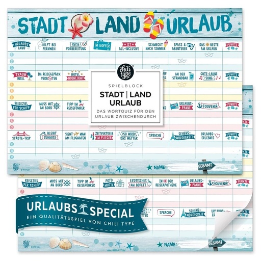 [101019] Chilitype - Stadt-Land-Urlaub - Spielblock DIN A4