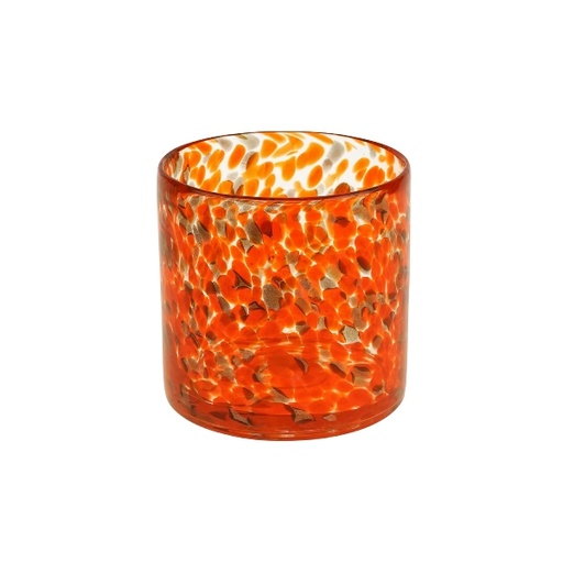 [52938] Werner Voss - Windlicht Sprinkles, klar/orange Glas, 14x14x14cm