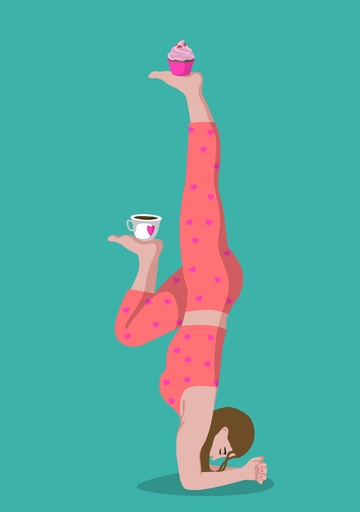 [ha049] Nobis Design - Postkarte - Happiness - Yoga Stand with Coffee