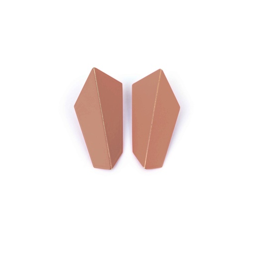 [FV-Beige-Red] Lisa Kroeber Jewellery Art - Earrings Folded Vertical - Beige red