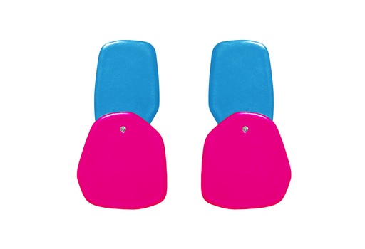 [DP5012/4010] Lisa Kroeber Jewellery Art - Earrings Double Petals, lightblue/magenta