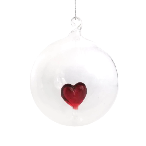 [WH-585] Mea Living - Glas-Christbaumkugel mit Herz Rot 8cm
