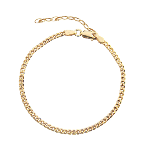 [4535-17-G] Jeberg Jewellery - SAGA 3mm armor bracelet gold panzer chain 3mm with 3cm extension