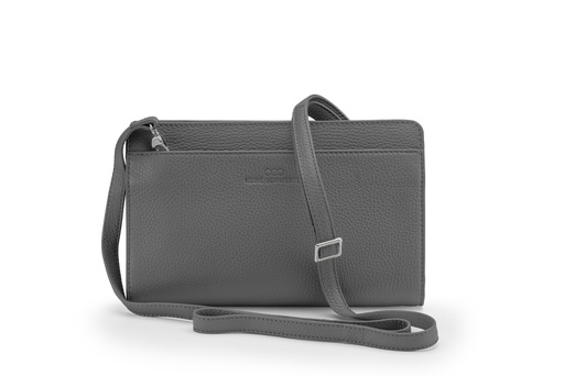 [1419] tragbar XL neu | dunkelgrau | silber | genarbt