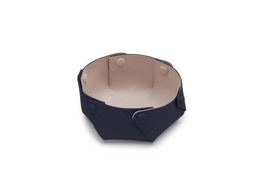 [1008] Taschen-Entleerer rund | nachtblau | beige | silber | genarbt