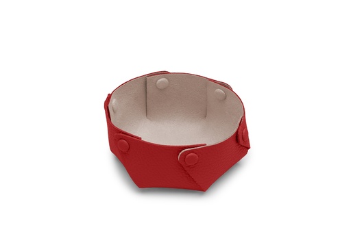 [1015] Taschen-Entleerer rund | rot | beige | silber | genarbt
