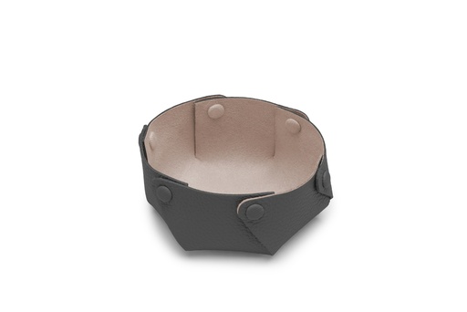 [1019] Taschen-Entleerer rund | dunkelgrau | beige | silber | genarbt