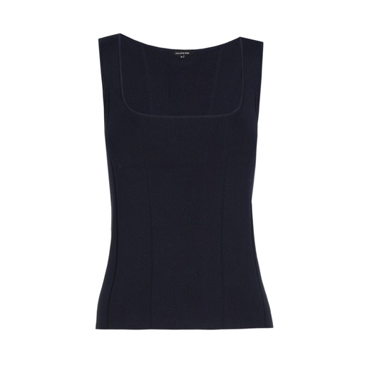 Caroline Biss - FITTED RIBBED KNIT TOP navy 