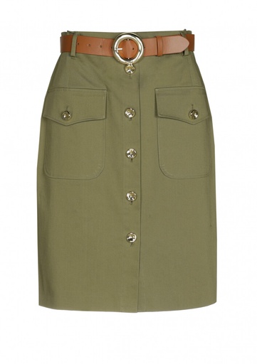 Caroline Biss - COMFORTABLE COTTON SAFARI SKIRT khaki