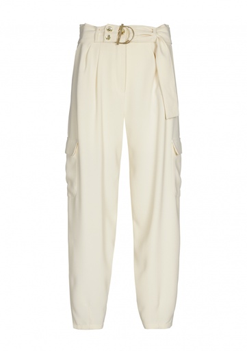 Caroline Biss - LOOSE-FITTING DRESSY CARGO PANTS, HIGH WAIST cream