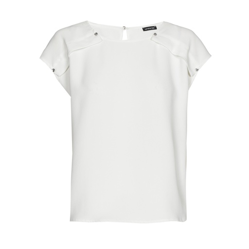 Caroline Biss - SHORT STRAIGHT TOP WITH SHOULDER EFFECT off white